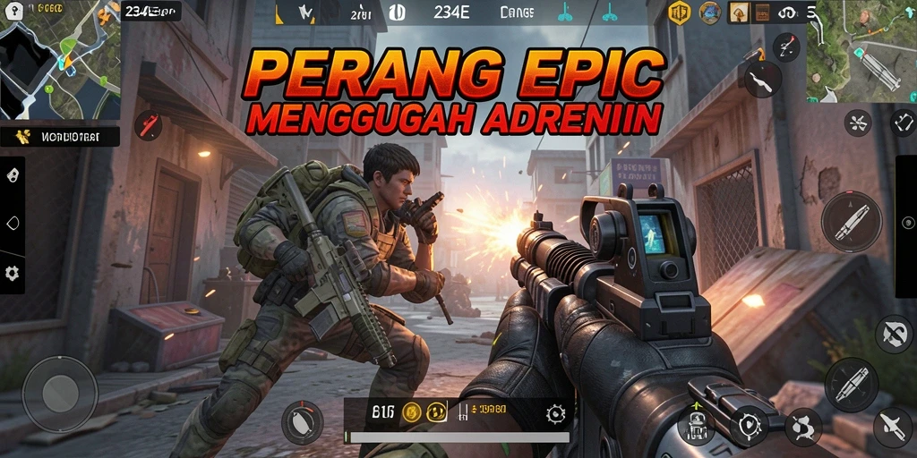 Gameplay dinamis dan intens dalam <strong>234E</strong> menunjukkan aksi tembak-menembak yang mendebarkan.
