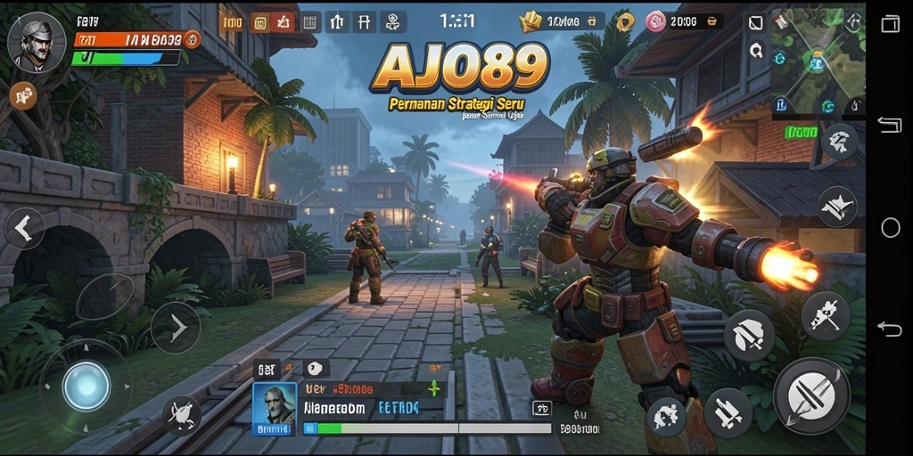 Screenshot utama AJO89 menampilkan aksi gameplay strategi yang intens.