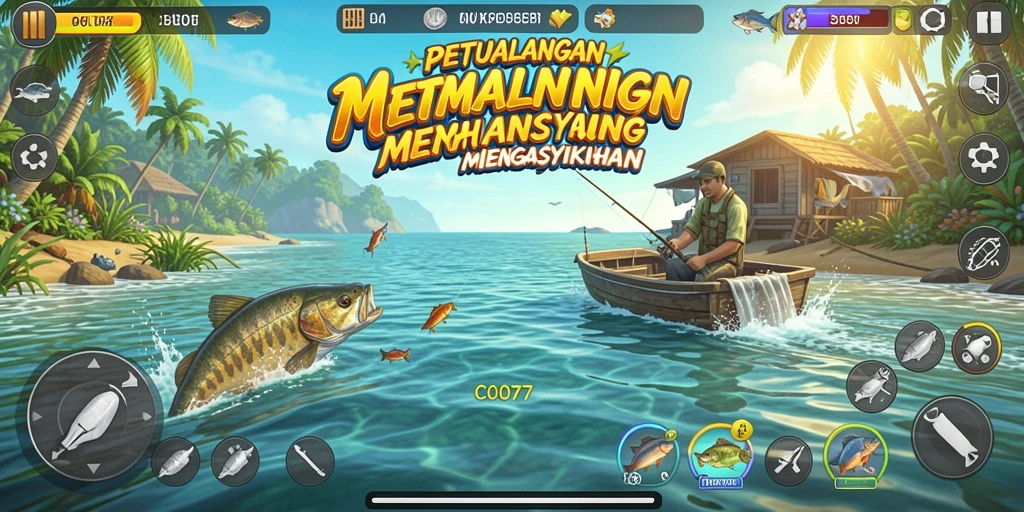 Tampilan gameplay C0077 menunjukkan keseruan memancing yang realistis.