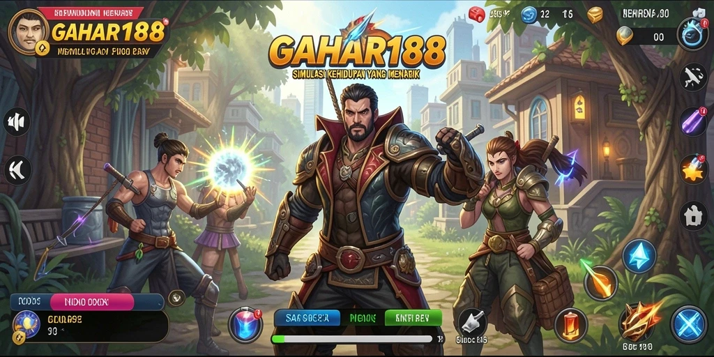 Screenshot gameplay GAHAR188 menampilkan desain dunia simulasi yang kreatif dan interaktif.