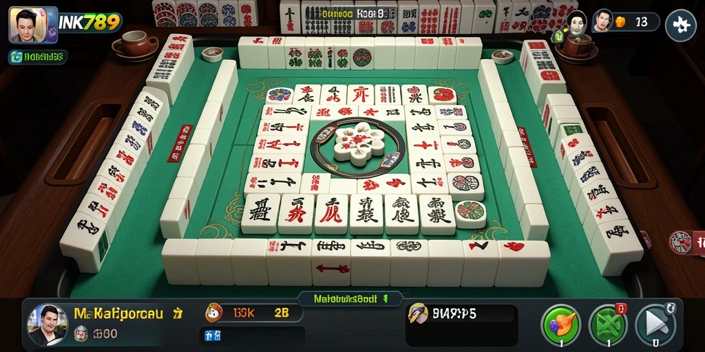 Tampilan utama gameplay INK789 dengan ubin Mahjong yang menarik.