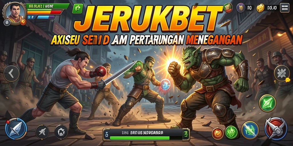 Tampilan screenshot dari gameplay Action JERUKBET yang seru.