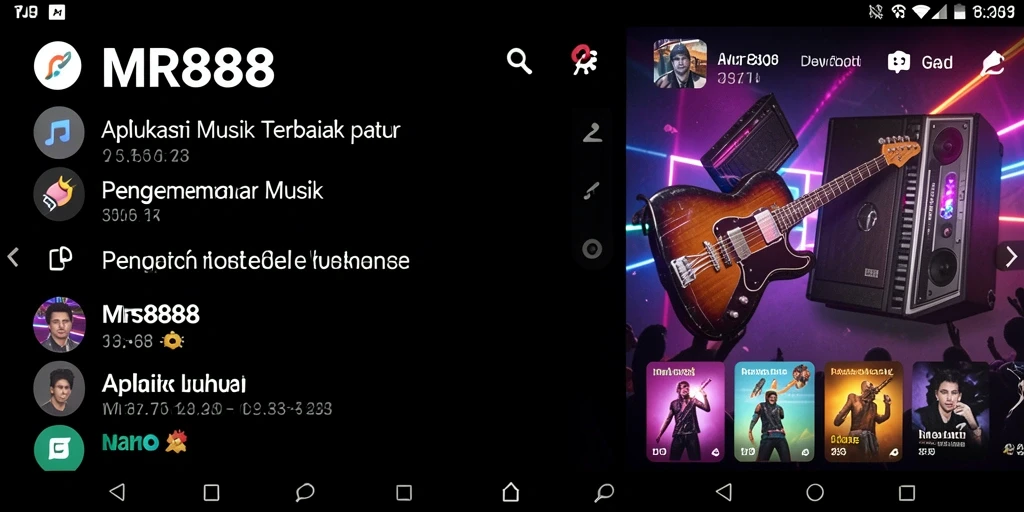 Screenshot menunjukkan pengalaman gameplay musik yang interaktif.