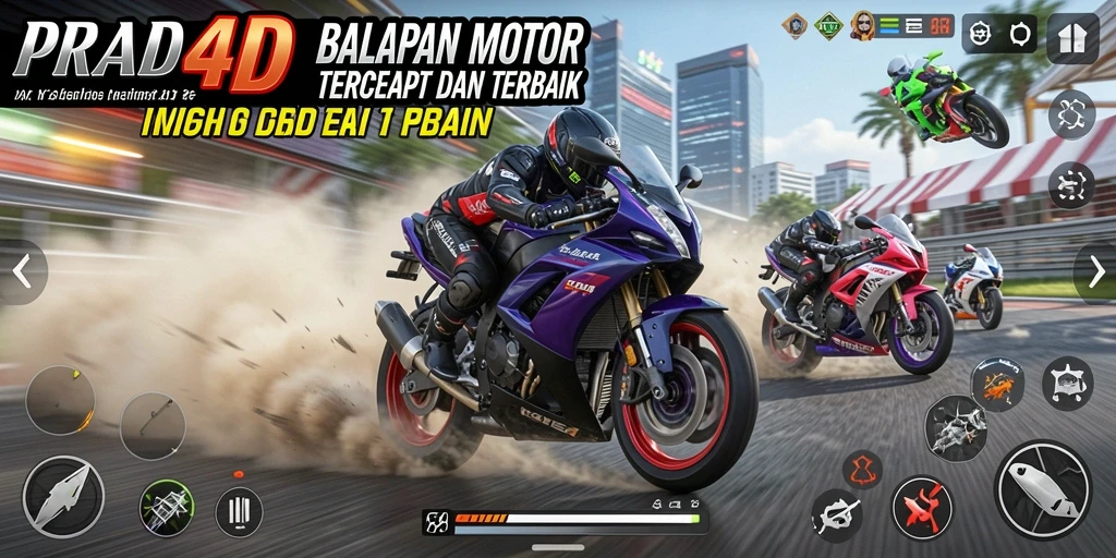 Tampilan menegangkan dari gameplay balapan motor PRADA4D.