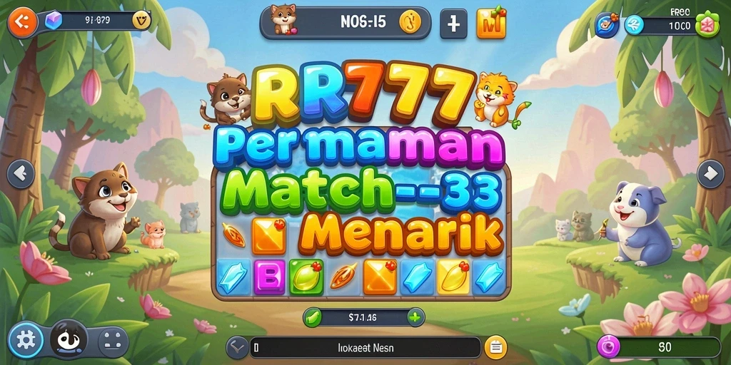 Tangkapan layar gameplay RR777 menunjukkan tantangan Match-3 yang seru.