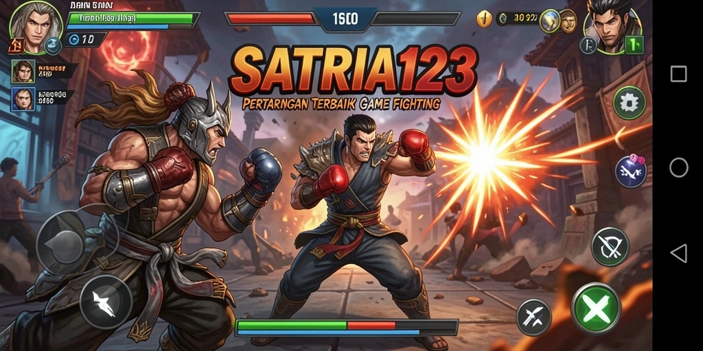 Screenshot SATRIA123 menampilkan aksi pertarungan seru dan karakter yang beragam.