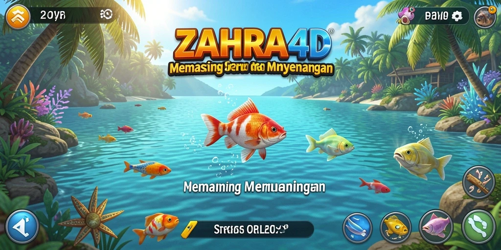 Screenshot gameplay ZAHRA4D menampilkan suasana memancing yang seru.